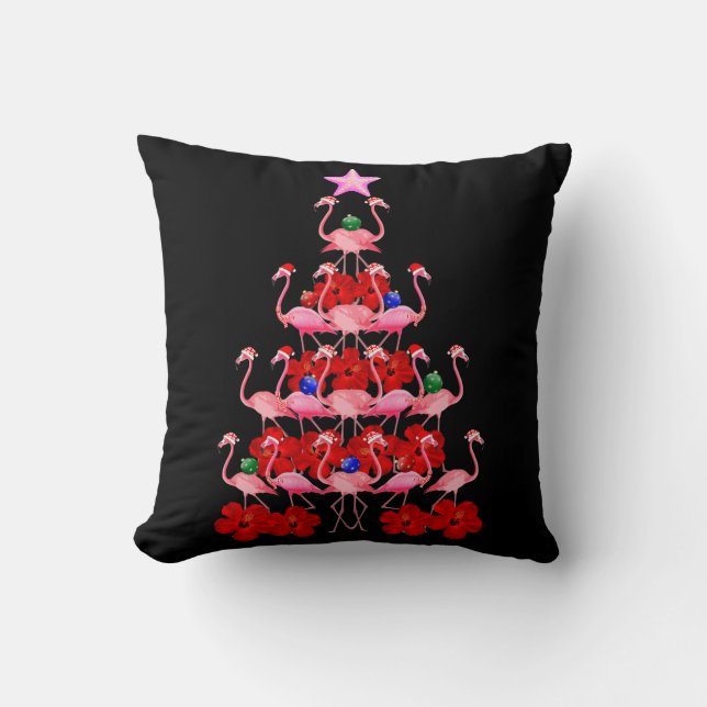 Cojín Decorativo Árbol de Navidad Rosa Flamingo (Anverso)