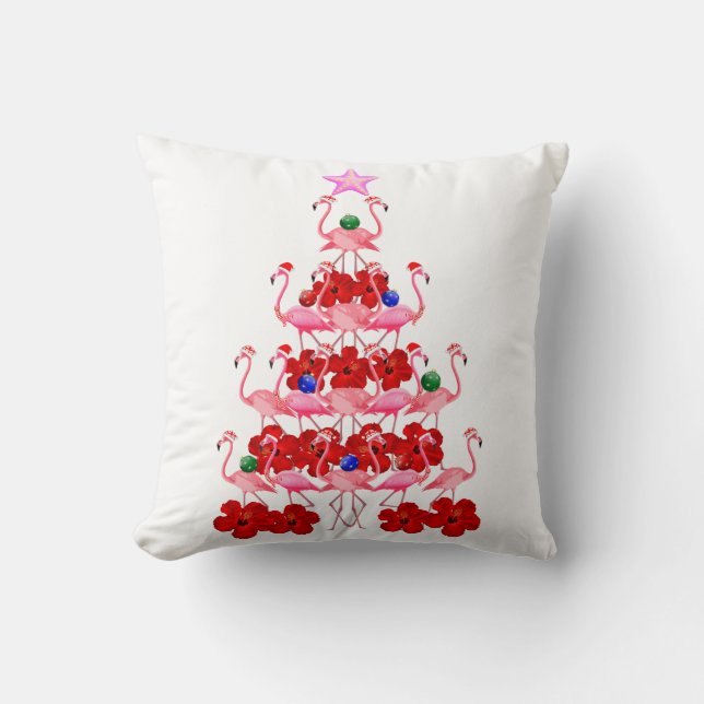 Cojín Decorativo Árbol de Navidad Rosa Flamingo (Anverso)