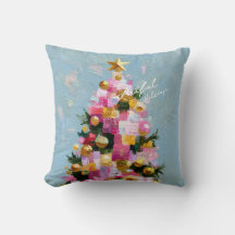 Árbol de Navidad rosa y dorado con impasto