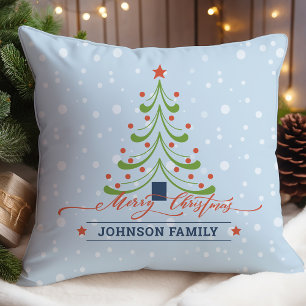 Cojín Decorativo Árbol de Navidad Simple con Nombre Personalizado