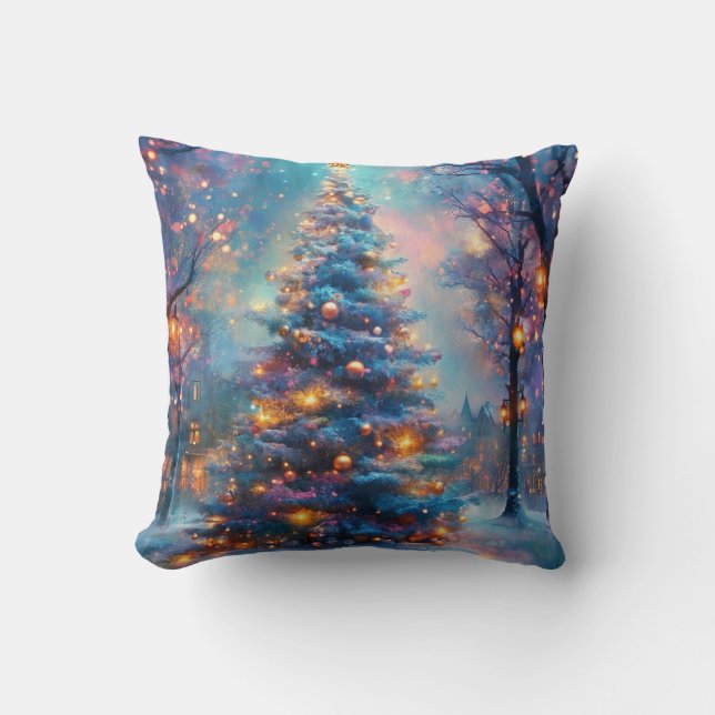 Cojín Decorativo Árbol de Navidad soñado en la ciudad (Anverso)