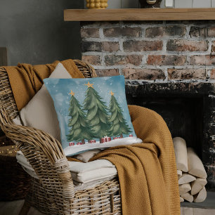 Cojín Decorativo Árbol de navidad verde acuático