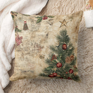 Cojín Decorativo Árbol de Navidad y adorno vintage (1)
