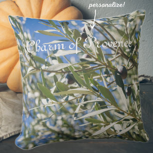 Cojín Decorativo Árbol de oliva verde con frutas negras