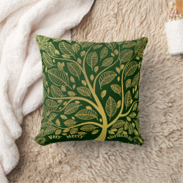 Cojín Decorativo Árbol De Oro De La Vida Verde Foliage Estilo Verde