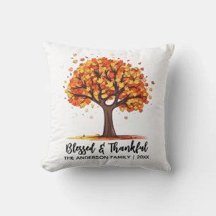 Cojín Decorativo Árbol de Otoño Feliz Día de Acción de Gracias Bend