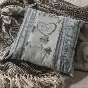 Cojín Decorativo Árbol de pájaros del corazón esculpido y rústico d