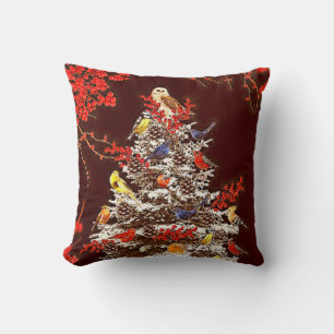 Cojín Decorativo Árbol de pájaros navideños