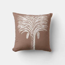 Cojín Decorativo Árbol de palma blanco marrón vintage moderno