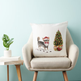 Cojín Decorativo Árbol de perros divertido de Navidades graciosos d