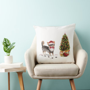 Cojín Decorativo Árbol de perros divertido de Navidades graciosos d