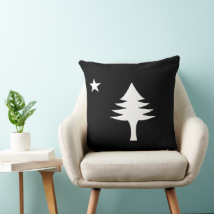 Cojín Decorativo Árbol de pino y bandera de la estrella 1901 del es