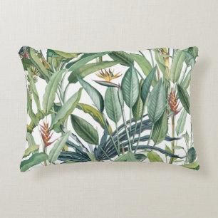 Cojín Decorativo Árbol de plátano de selva tropical verde Strelitzi
