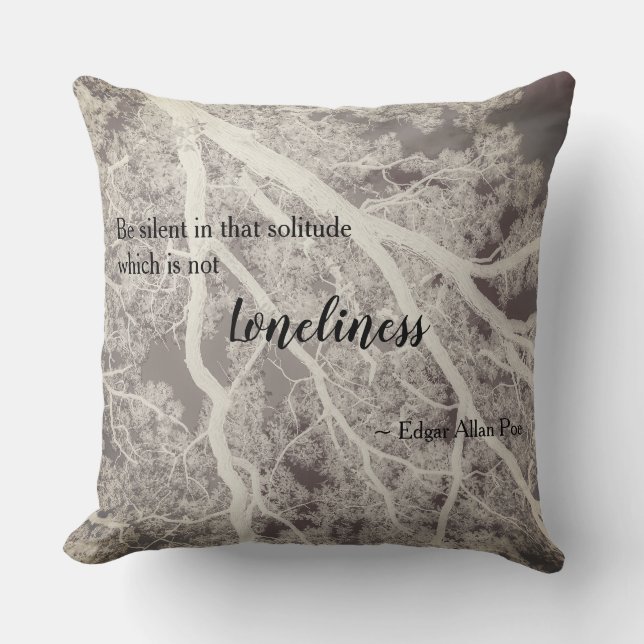 Cojín Decorativo Árbol de poesía blanco y negro (Anverso)