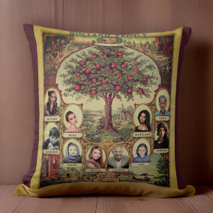 Cojín Decorativo Árbol de registros familiares Keepsake Burgundy