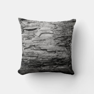 Cojín Decorativo Árbol de textura de madera blanca y negra
