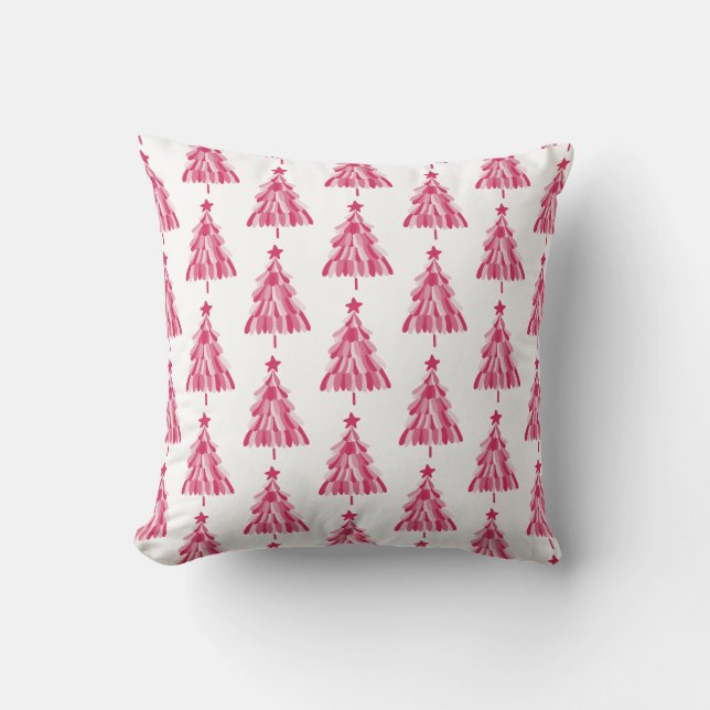 Cojín Decorativo Árbol de vacaciones de Navidades rosados (Anverso)