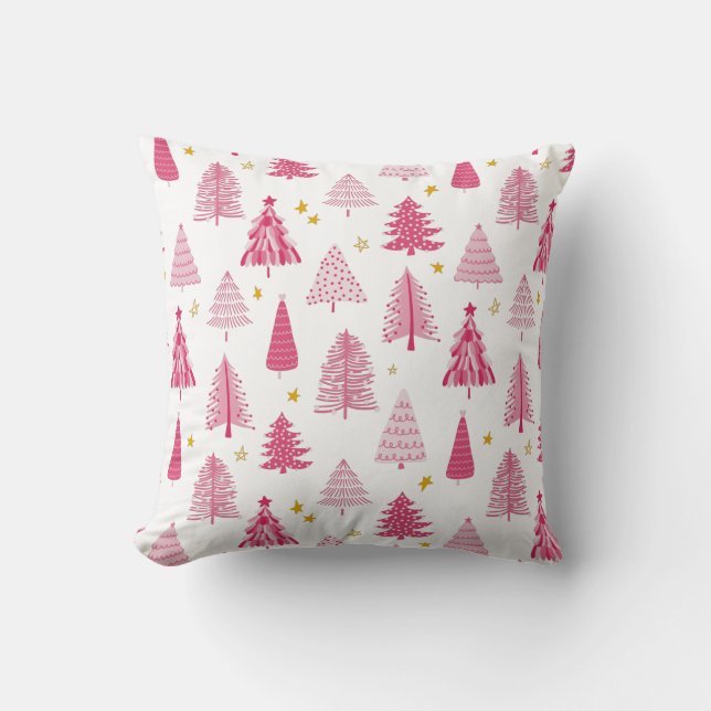 Cojín Decorativo Árbol de vacaciones de Navidades rosados (Anverso)