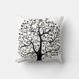 Cojín Decorativo Árbol de vida negra y blanca