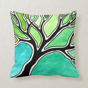 Cojín Decorativo Árbol del invierno en tonos verdes