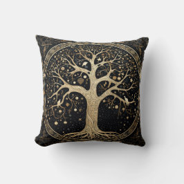 Cojín Decorativo Árbol dorado de la vida