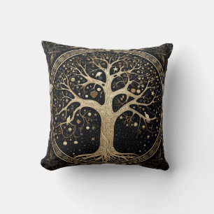 Cojín Decorativo Árbol dorado de la vida