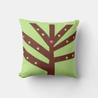 Cojín Decorativo Árbol minimalista con corazón y hojas rosas