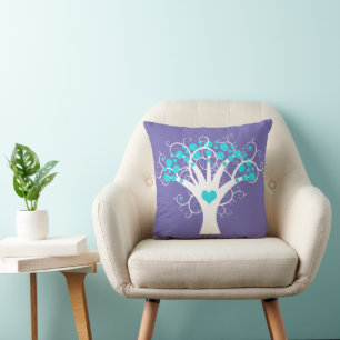 Cojín Decorativo Árbol Moderno De La Vida Con Puntos Y Corazón 2
