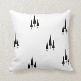 Cojín Decorativo Árbol negro y blanco de Navidad Minimalista