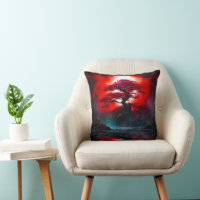 Árbol Rojo Místico Bajo Luna Llena