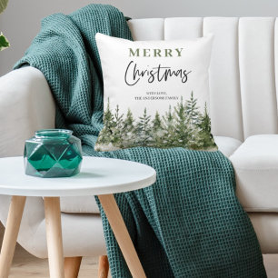 Cojín Decorativo Árbol verde de los navidades   Feliz Navidad