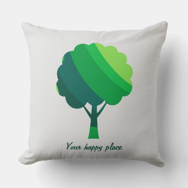 Cojín Decorativo Árbol verde mínimo estético personalizado (Anverso)