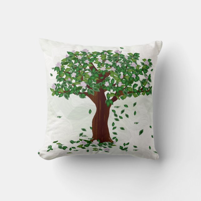 Cojín decorativo arbolado de Magnolia (Anverso)