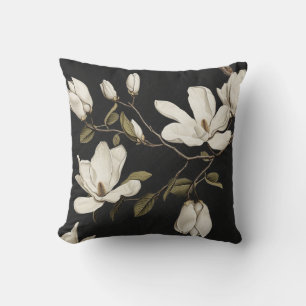 Cojín Decorativo Arboleda de magnolias con búhos 04 Oliva negro bla