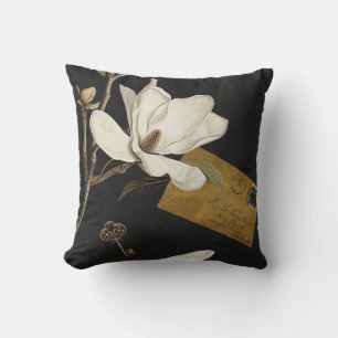 Cojín Decorativo Arboleda de Magnolias con Búhos 05 Mostaza Blanco 