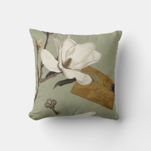 Cojín Decorativo Arboleda de magnolias con búhos 05 Verde salvia mo