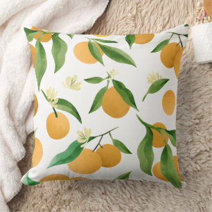 Cojín Decorativo Arboleda de Naranja Fresca y Patrón de Floración