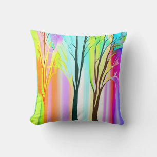 Cojín Decorativo Árboles abstractos en pasteles multicolores
