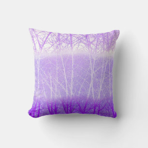 Cojín Decorativo Árboles brumosos helados en lavanda lila