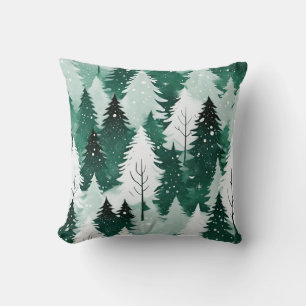 Cojín Decorativo Árboles de hoja perenne Bosque invernal Nieve Deco