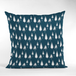 Cojín Decorativo Árboles de invierno azul de la marina