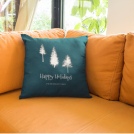 Cojín Decorativo Árboles de invierno azul de la marina