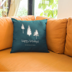 Cojín Decorativo Árboles de invierno azul de la marina