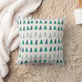 Cojín Decorativo Árboles de invierno rústicos tradicionales verdes