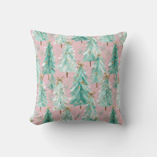 Cojín Decorativo Árboles de Navidad azul verdoso caprichosos sobre 
