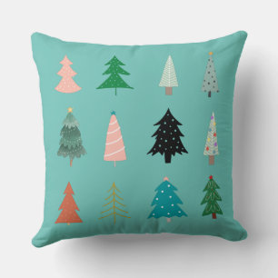 Cojín Decorativo Árboles de Navidad coloridos l Verde de otro lado