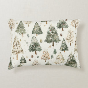 Cojín Decorativo Árboles de Navidad de Crema Verde