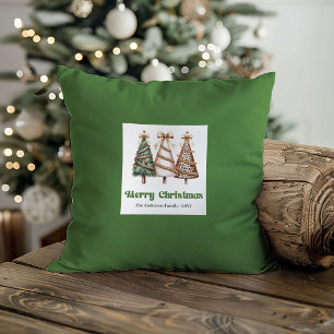 Cojín Decorativo Árboles de Navidad Elegantes Personalizados Verde