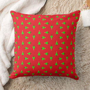 Cojín Decorativo Árboles de Navidad en rojo