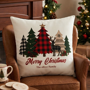 Cojín Decorativo Árboles de Navidad familiares de cuadros rústicos